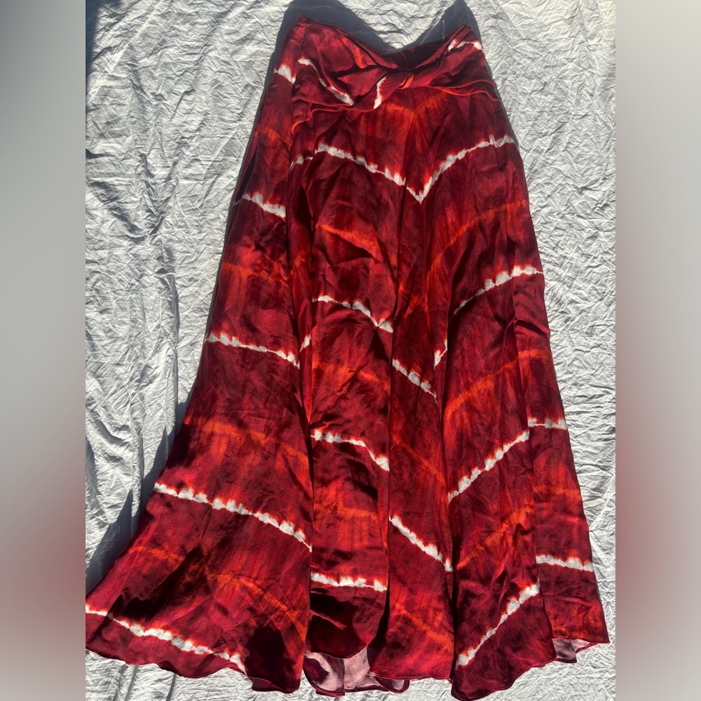 Altuzarra Red and White Tie-Dye Maxi Skirt